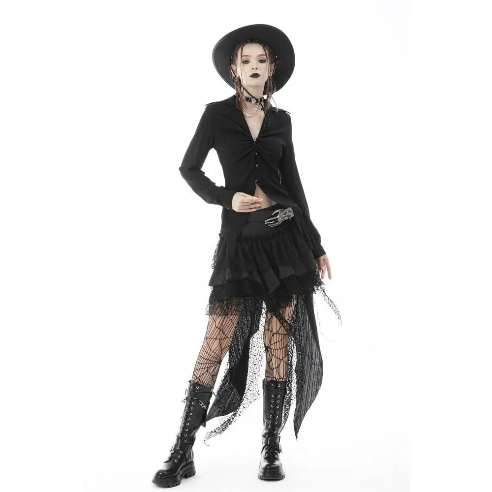 Women's Punk Irregular Layered Lace Mini Skirt