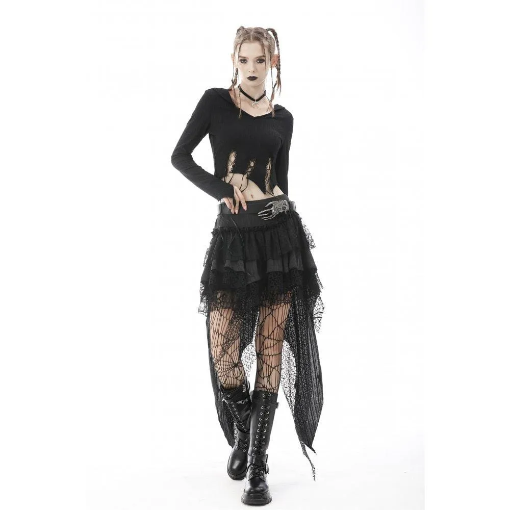 Women's Punk Irregular Layered Lace Mini Skirt