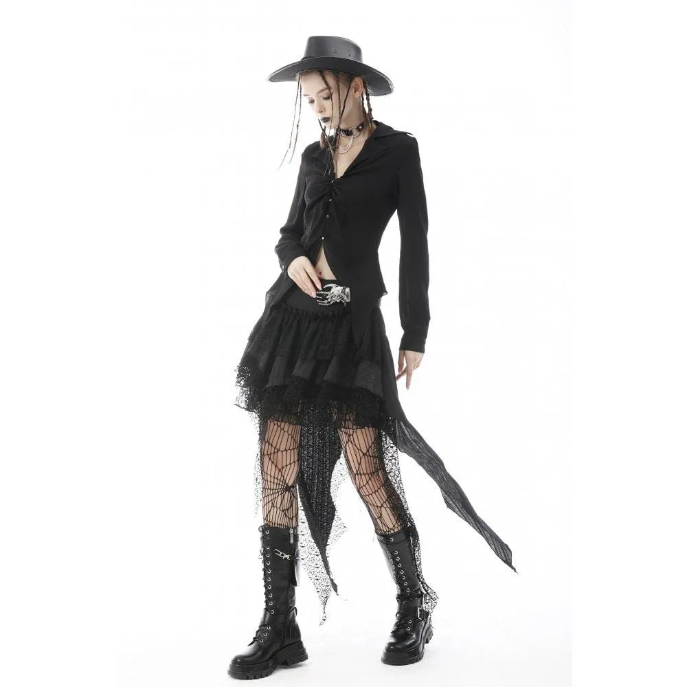 Women's Punk Irregular Layered Lace Mini Skirt